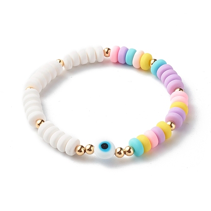 Evil Eye Stretch Bracelets for Girls Women, Polymer Clay & Lampwork Beaded Bracelets