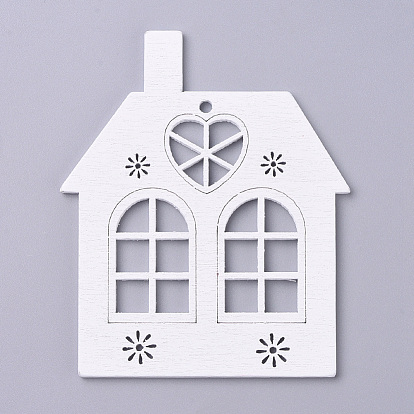 Большие подвески из натурального дерева тополь, окрашеные, на Рождество, дом