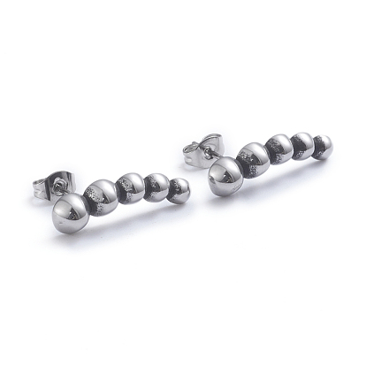 Retro 304 Stainless Steel Stud Earrings, with Ear Nuts