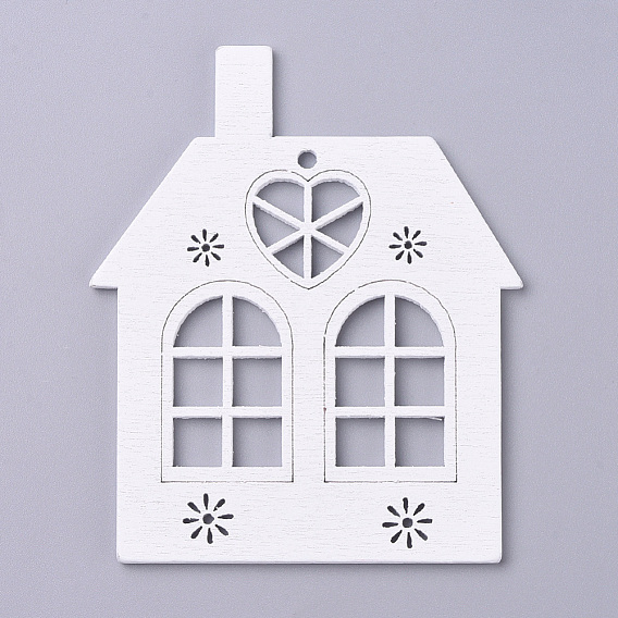 Большие подвески из натурального дерева тополь, окрашеные, на Рождество, дом