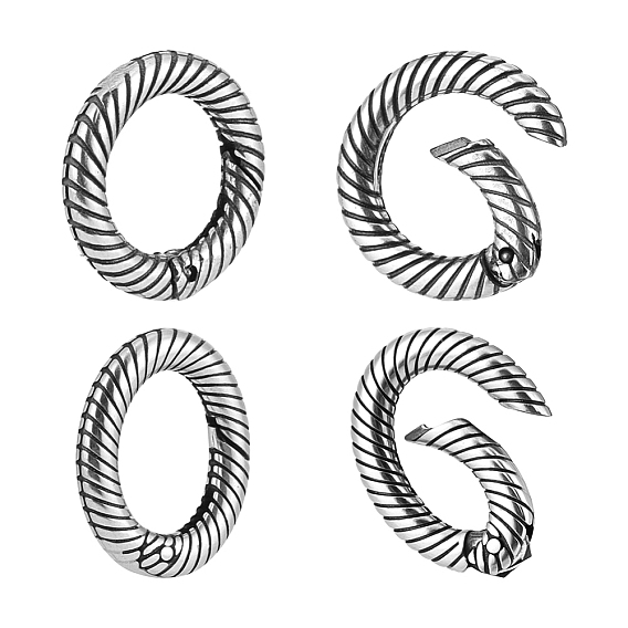 4 шт. 2 стили 925 кольца с пружинным затвором из стерлингового серебра, овальный/круглый, 1Замшевая ткань из ПК, квадратная салфетка для полировки серебра