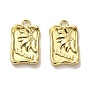 304 Stainless Steel Pendants, High Polished Rectangle with Leaf Charms