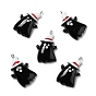 Halloween Opaque Resin Pendants, with Platinum Tone Iron Loops, Ghost with Hat