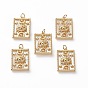 Natural Shell Pendants, with Brass Findings, Rectangle with Eye & Moon & Star