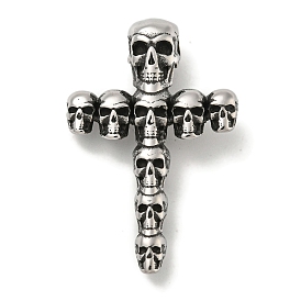 316 Surgical Stainless Steel Pendants, Skull Cross Charm