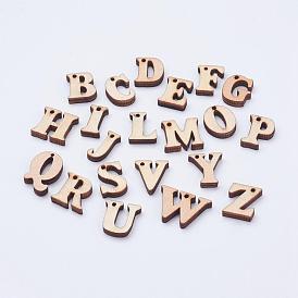 Undyed Wood Pendants, Mixed Letters