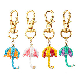 Зонт стеклянный бисер подвеска украшения, Поворотные застежки-лобстеры из сплава, подвески для украшений сумок