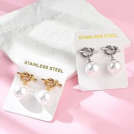 304 круглые серьги-гвоздики из нержавеющей стали с имитацией жемчуга и пластика, со стразами, ионное покрытие (ip)