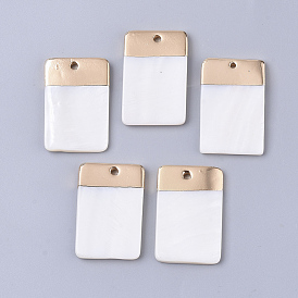 Гальванические подвески с пресноводной оболочкой, для изготовления ювелирных изделий DIY, верх позолоченный, прямоугольные