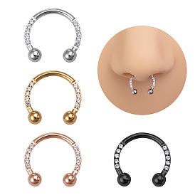 316l хирургическая нержавеющая сталь микропаве прозрачный кубический цирконий круглая/подковообразная штанга носовые кольца