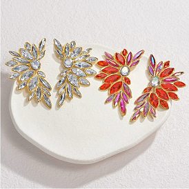 304 серьги-гвоздики из нержавеющей стали со стеклянными вставками для женщин, реальный 18 k позолоченный, лист