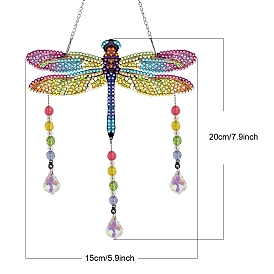 Dragonfly DIY Diamond Painting Pendant Decoration Kits, Including Resin Rhinestones, Pen, Tray & Glue Clay