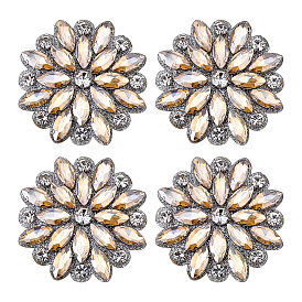 4 шт. стеклянные стразы в виде цветов, свадебные аксессуары для платья