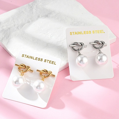 304 круглые серьги-гвоздики из нержавеющей стали с имитацией жемчуга и пластика, со стразами, ионное покрытие (ip)