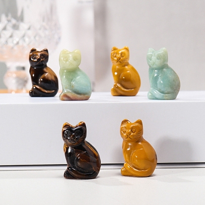Украшения для выставки товаров фигурки кота из натурального драгоценного камня, украшения из энергетических камней