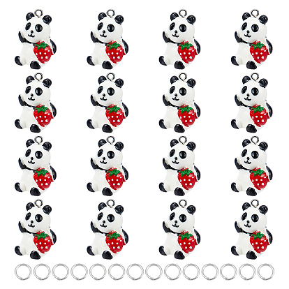 Kits de fabrication de pendentifs panda DIY, y compris les pendentifs en résine et les anneaux de saut ouverts en fer