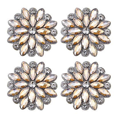 4 шт. стеклянные стразы в виде цветов, свадебные аксессуары для платья