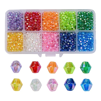Cuentas acrílicas transparentes ecológicas chapadas en color bicone ab, facetados