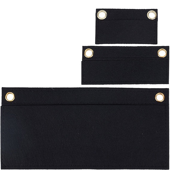 3шт 3 стиль шерстяной фетр крючком органайзер для сумки вставки, с железными втулками, для аксессуаров сумки, прямоугольные