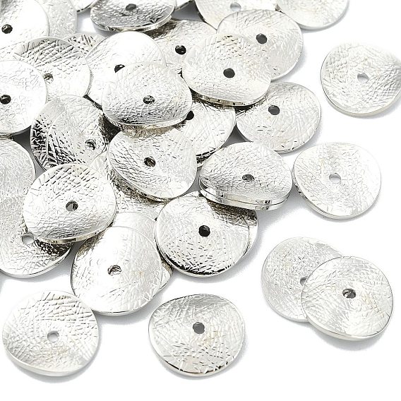 SHEGRACE Brass Spacer Beads, Textured Flat Round, Cadmium Free & Nickel Free & Lead Free