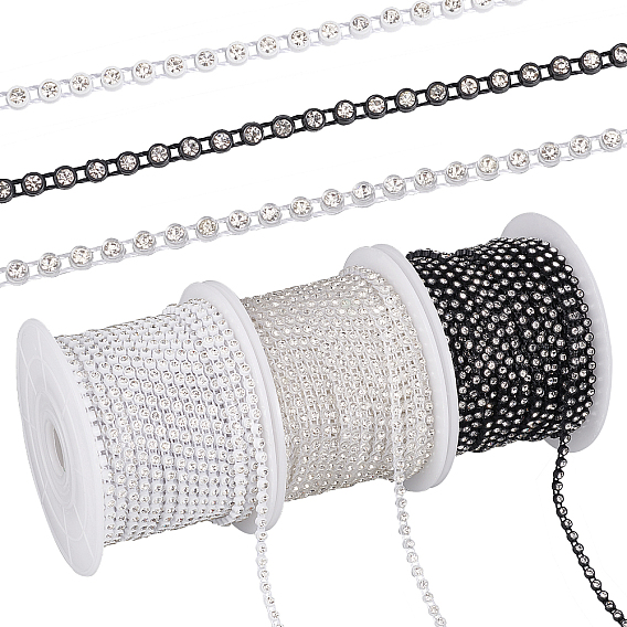 30ярды 3 цвета смолы стразы швейные украшения, с пластиковыми катушками 3шт., аксессуары для одежды diy