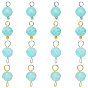 16Pcs 4 Styles December Birthstone Natural Amazonite Pendant and Connector Charms, Round, with Brass Findings