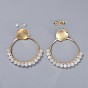 Natural Gemstone Dangle Earrings, with Brass Findings, Plastic Ear Nuts and Brass Ear Nuts