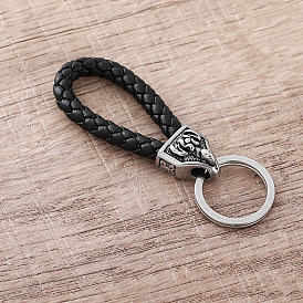 Брелоки из нержавеющей стали Viking, разделенные брелки, с черным плетеным шнурком из искусственной кожи