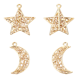 16 шт 2 стиль латунные подвески, долговечный, звезда и луна