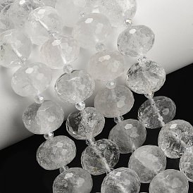 Природных кристаллов кварца бисер нитей, горного хрусталя, рондель, граненые, со стеклянными бусинами