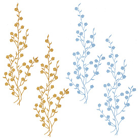 4 шт 2 цвета сливы цветущий хлопок компьютерная вышивка утюгом на заплатках, аппликации с вышивкой в этническом стиле