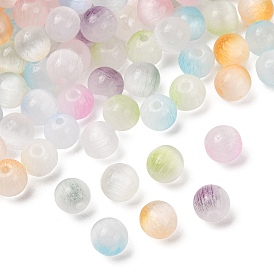 Baking Paint Glass Beads, Imitation Cat Eye, Round, Two Tone