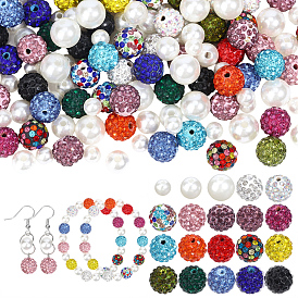 Round Pave Disco Ball & ABS Plastic Imitation Pearl Beads Beads