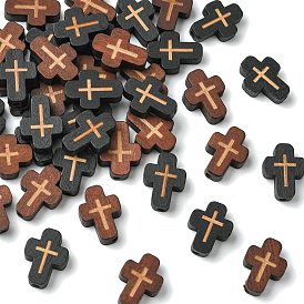 40шт 2 цвета натуральные деревянные бусины, окрашенные, крестик