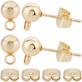 100шт. 304 фурнитура для сережек-гвоздиков с шариковым штифтом из нержавеющей стали, с петлей и 316 хирургическими штифтами из нержавеющей стали, с гайкой 100шт.