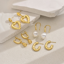 201 серьги-гвоздики в стиле ретро из нержавеющей стали, золотые