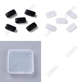 600Pcs 2 Colors Opaque Acrylic Slide Charms, Rectangle
