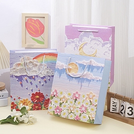 Oil Painting Paper Storage Bags, Gift Packing Bag with Handle, Rectangle