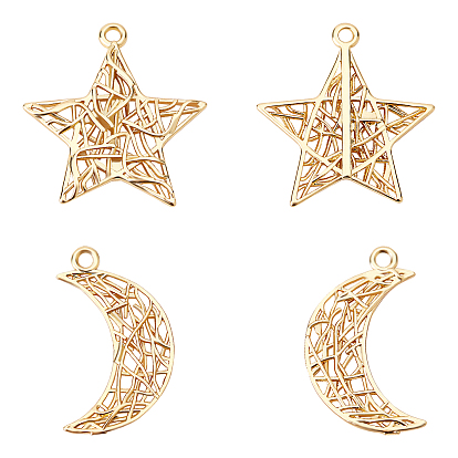 16 шт 2 стиль латунные подвески, долговечный, звезда и луна