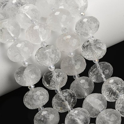 Природных кристаллов кварца бисер нитей, горного хрусталя, рондель, граненые, со стеклянными бусинами