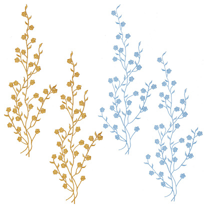 4 шт 2 цвета сливы цветущий хлопок компьютерная вышивка утюгом на заплатках, аппликации с вышивкой в этническом стиле