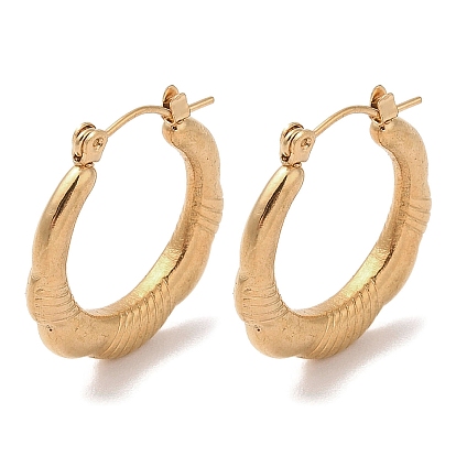 Flower 201 Stainless Steel Half Hoop Earrings for Women, with 304 Stainless Steel Pin