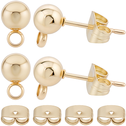 100шт. 304 фурнитура для сережек-гвоздиков с шариковым штифтом из нержавеющей стали, с петлей и 316 хирургическими штифтами из нержавеющей стали, с гайкой 100шт.