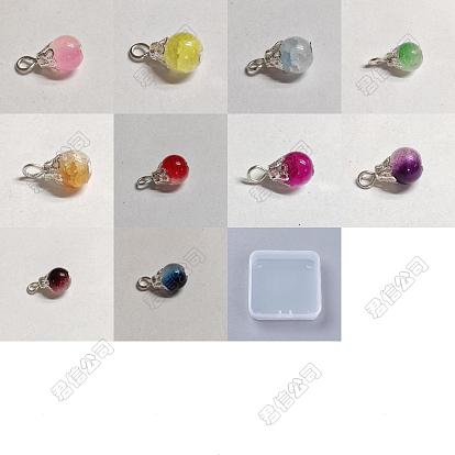 100 piezas 10 colores pintura para hornear colgantes de vidrio, con trabillas de hierro en tono plateado, encantos de lágrima