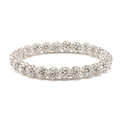 Crystal Rhinestone Ball Beaded Stretch Bracelet for Women