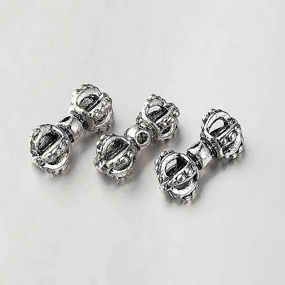 Сплавочные овальные бусины тибетского стиля , Дордже ваджра, 16.5x7 мм, отверстие : 1 мм