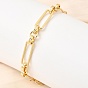 Прямоугольные латунные браслеты-цепочки для женщин, долгоиграющий, гальваническое покрытие стеллажа, без свинца и без кадмия