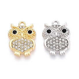 Подвески из сплава с покрытием стойки и стразами, сова