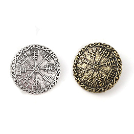 Tibetan Style Alloy Brooch, Viking Runes Compass Coin
