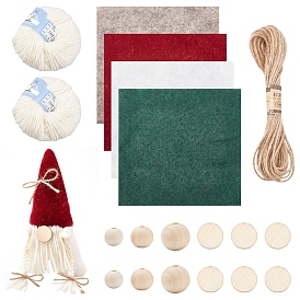 Nbeads bricolage kits de fabrication de poupées, y compris le tissu à broder en laine, corde de jute, perles et cabochons en bois naturel, fil de laine et de polyacrylonitrile